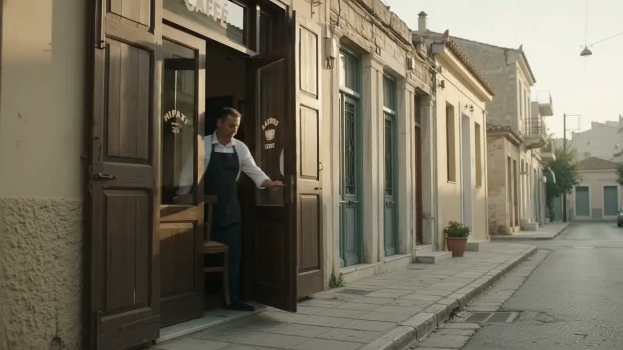 Kawiarnia o poranku — koncepcyjna scena AI
