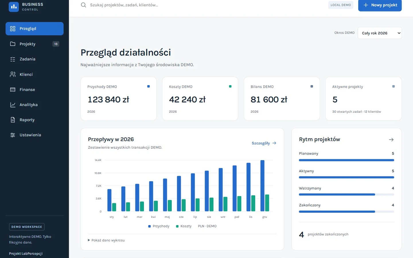 Podgląd projektu BUSINESS CONTROL